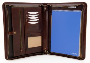 Leather zippered document holder